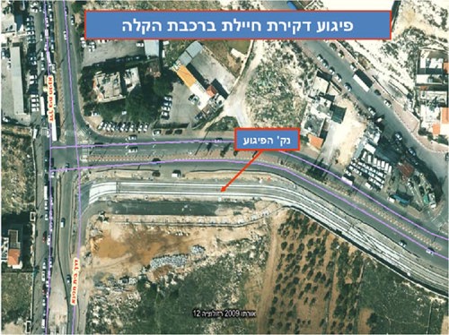 תמונת נקודת פיגוע דקירת חיילת ברכבת הקלה